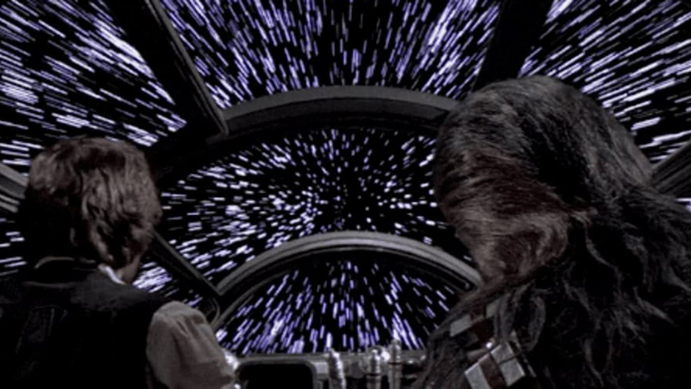 Star War's Millennium Falcom hyperdrive scene