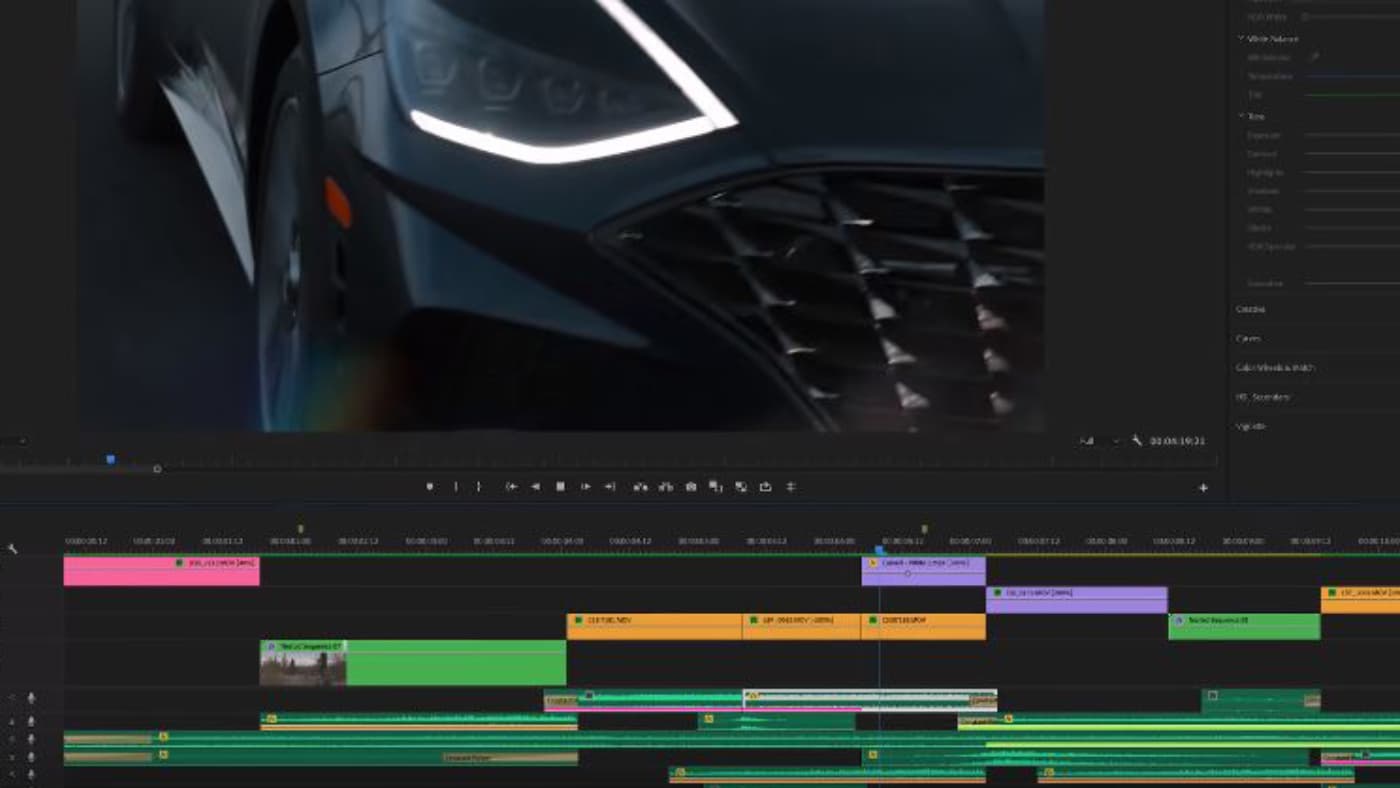 Premiere Pro timeline while film editing