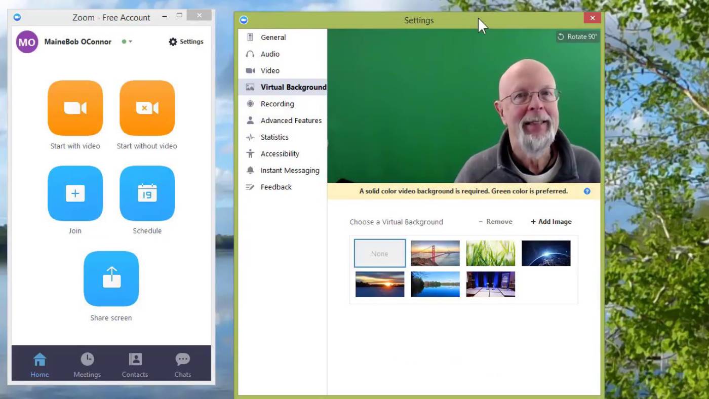 Setting up a green screen background for video conferencing ...