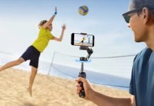 DJI Osmo Mobile 8 being used to film a volley ball game