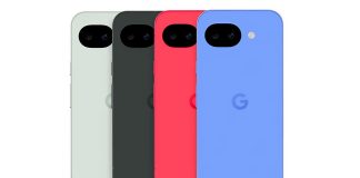 Goole Pixel 10a in Fog, Obsidian, Berry and Lavender colors.