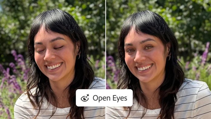 Open Eyes in Adobe Lightroom fixes blinks with one tap
