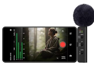Spatial audio comes to smartphones with Sony’s ECM-AX10 mic Sony ECM-AX10 spatial audio microphone attached to smartphone